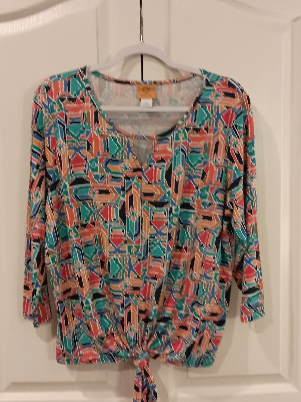 Ruby Rd. Multicolor Geometric Tie-Front Tunic - Picture 2 of 10